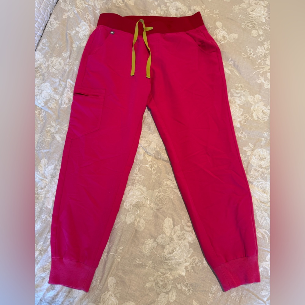 Figs Zamora scrub pants. Shocking pink. Medium petite.
